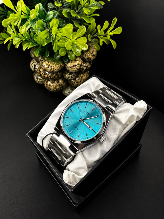 FITPON Turquoise Blue Dial Stainless Steel Men’s  Watch