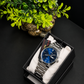 FITRON Men’s Luxury Blue Dial Stainless Steel Watch