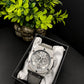 Luxury Silver Chronograph Watch – Premium Skeleton Dial with Grey Leather Strap